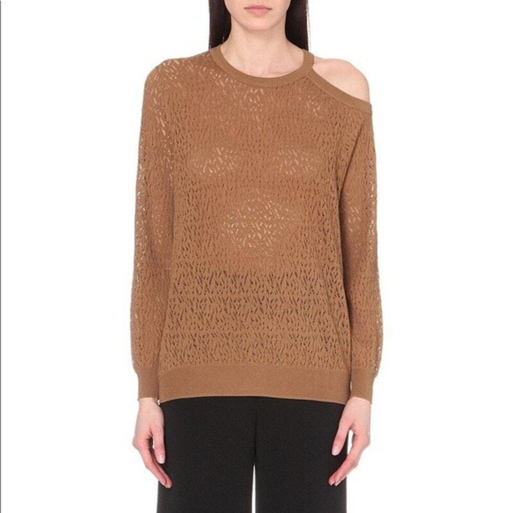 Sandro Paris Sepia Tapac Cold Shoulder Sweater Size M (2) Brown Knit